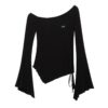 Stylish Irregular Design Black Long-Sleeve