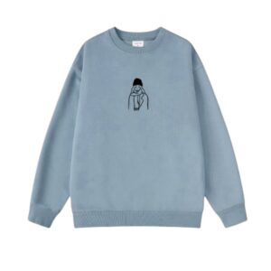 Casual Hand-Painted Blue Long-Sleeve